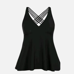 Firpearl Black Strappy Tankini Swim TopSize 18 NWT